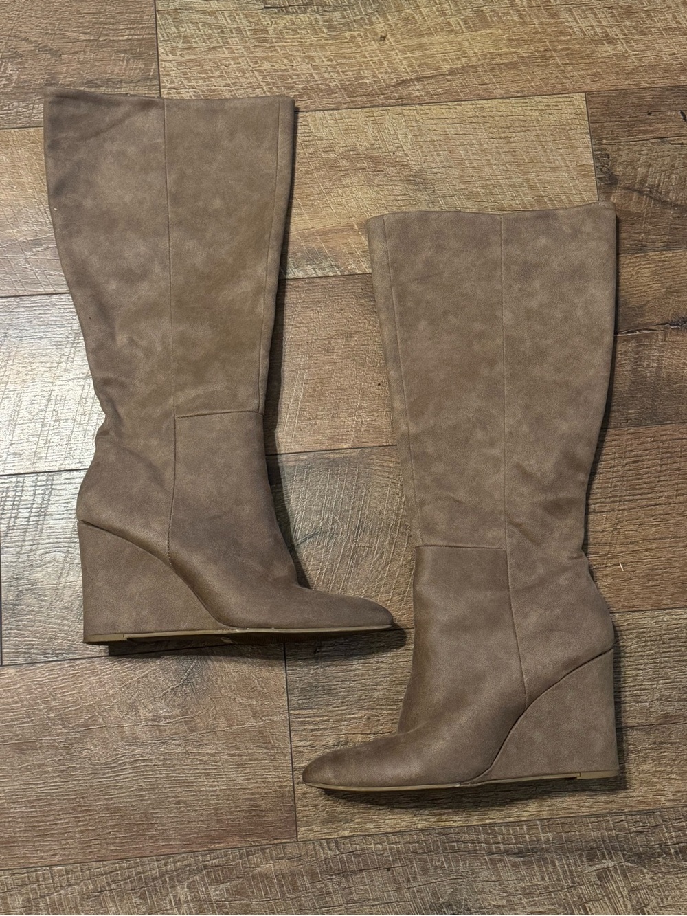 Dolce Vita Taupe Wedge Knee-High Boots